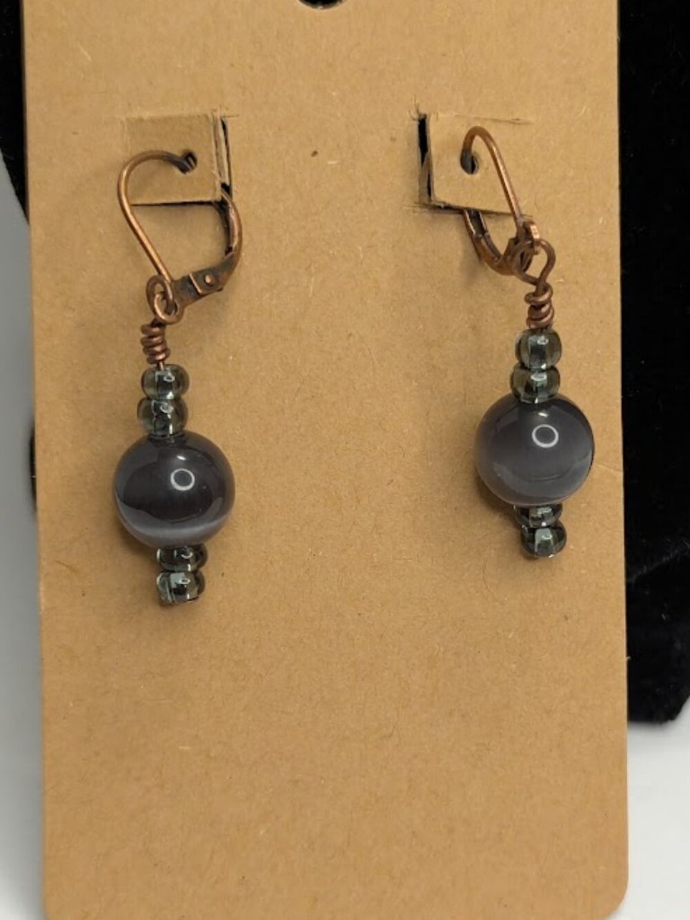Purple grey earrings Handmade